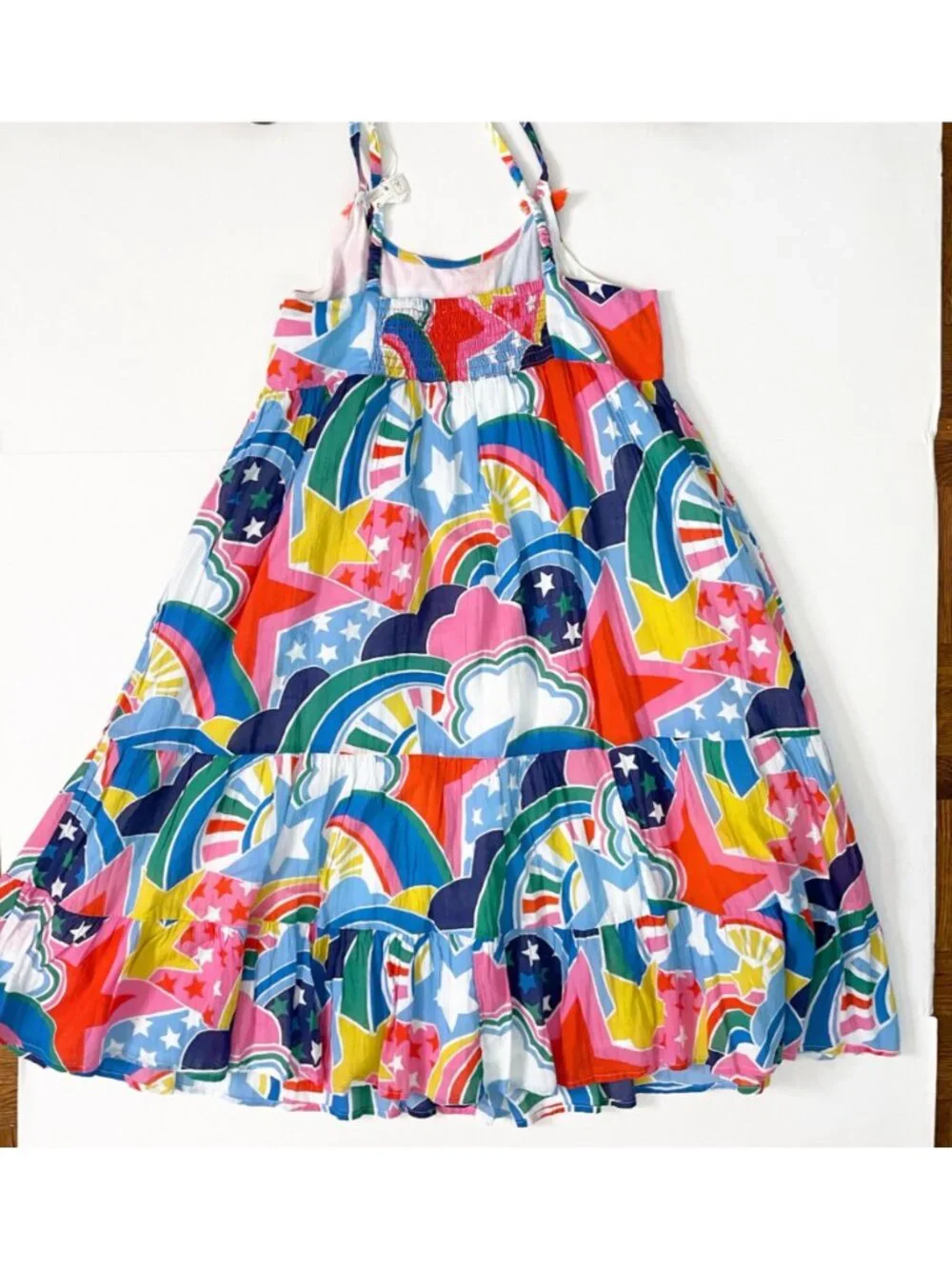 NWT Mini Boden Tiered Rainbow Sunburst Sun Dress, Size 13/14